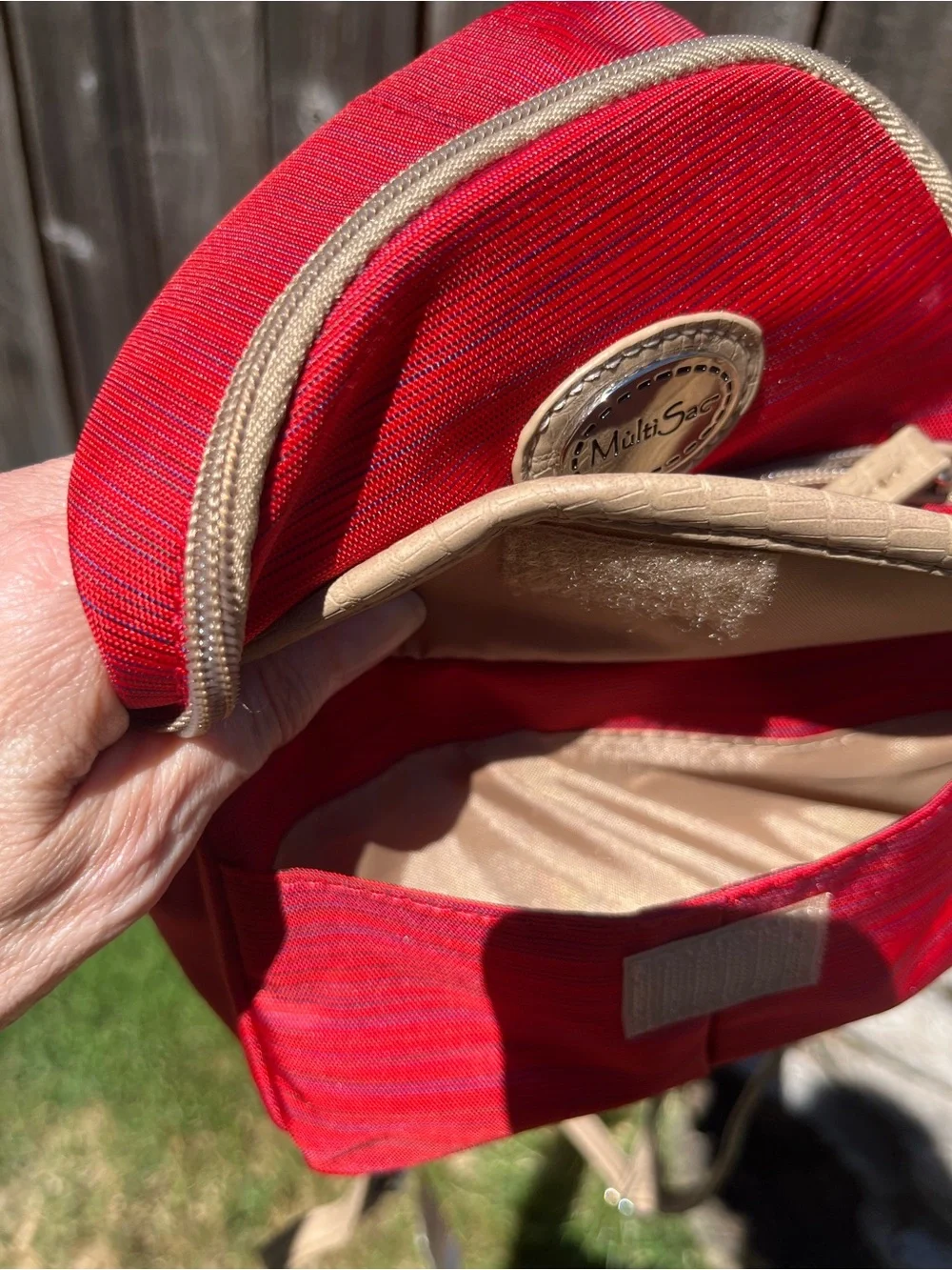 Multisac small orange canvas backpack purse